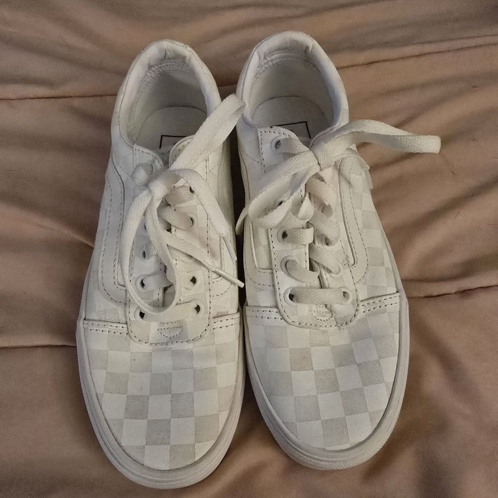 Vans White Checkered Lace-Up Shoes
